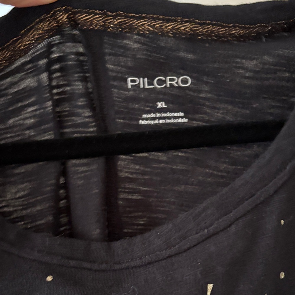 Pilcro Black Tee with Silver Butterfly Design - Picture 2 of 3